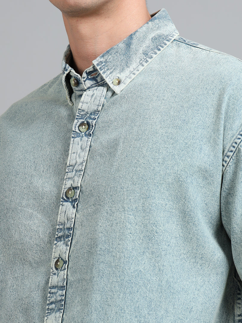 DENIM PLAIN  POCKET LESS SHIRT