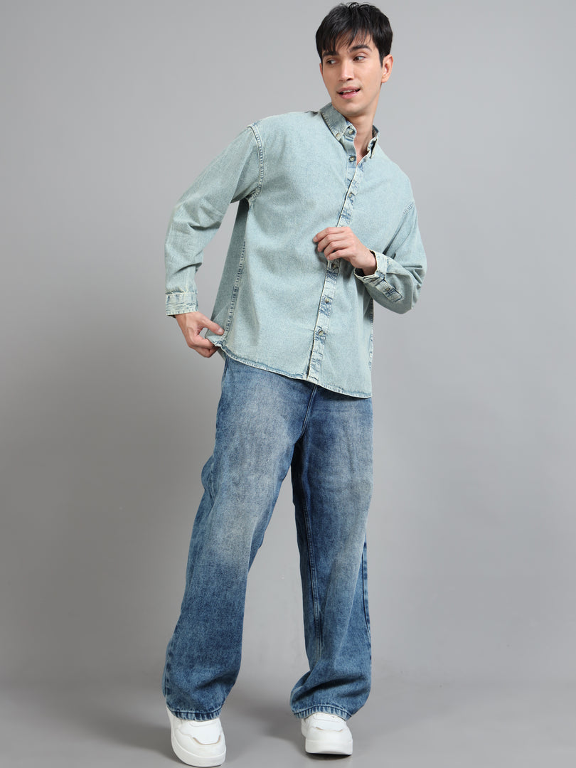 DENIM PLAIN  POCKET LESS SHIRT