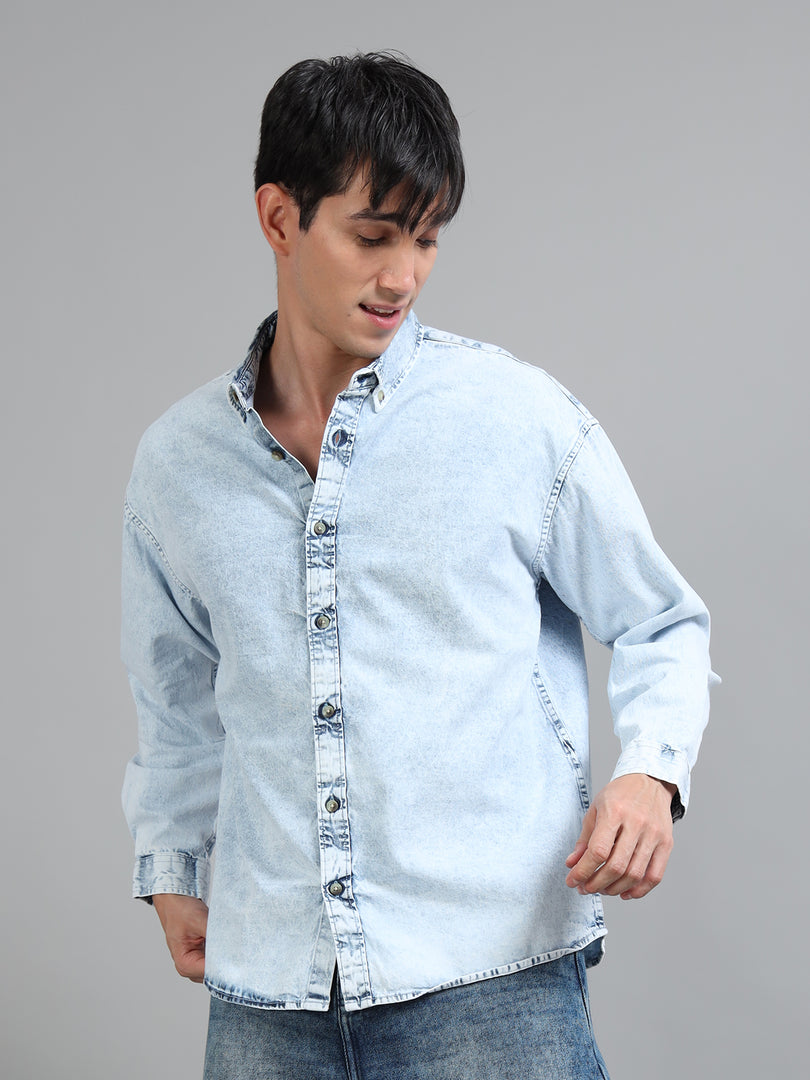 DENIM PLAIN  POCKET LESS SHIRT