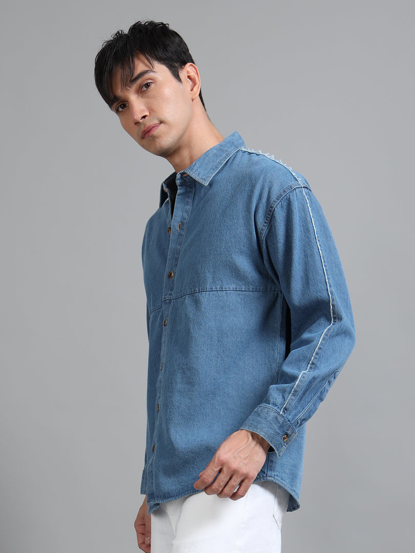 DENIM FULL SLEEVE SHIRT DISTRESSED