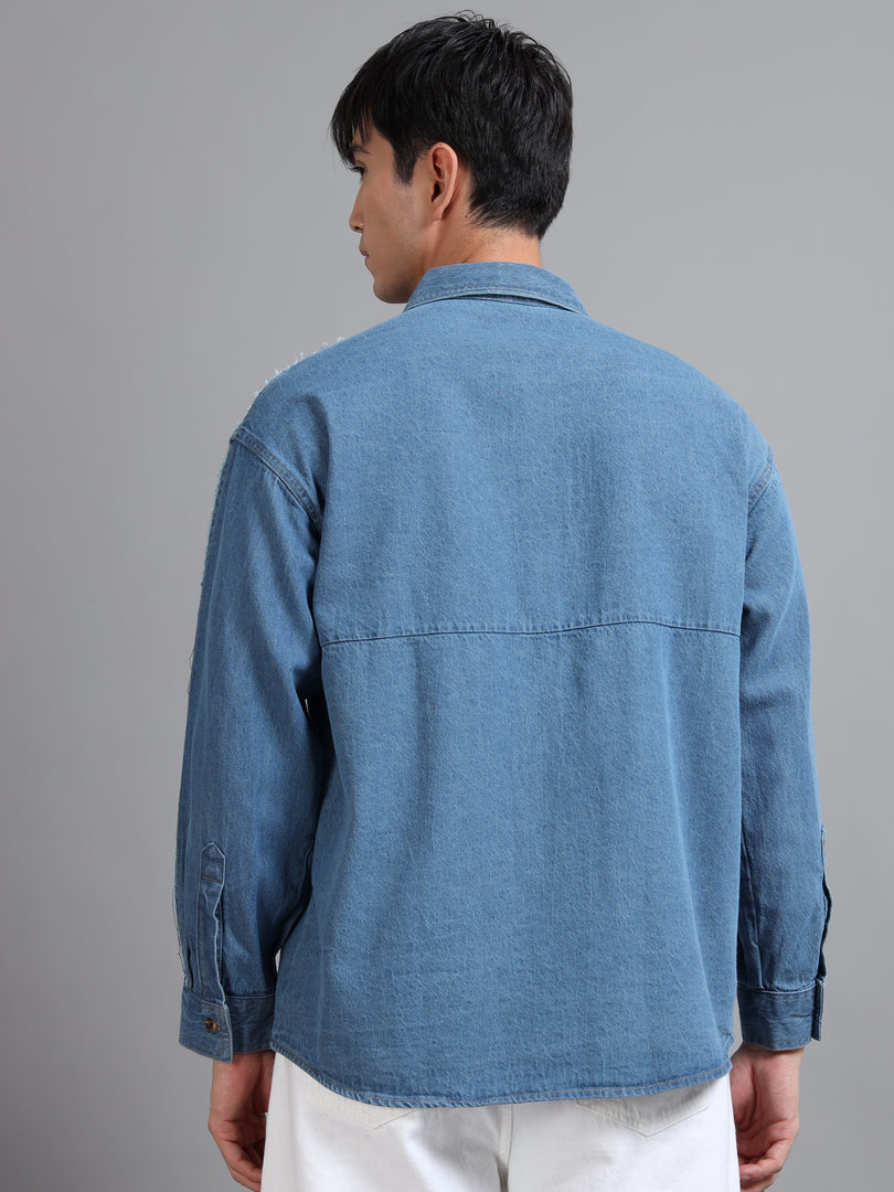 DENIM FULL SLEEVE SHIRT DISTRESSED