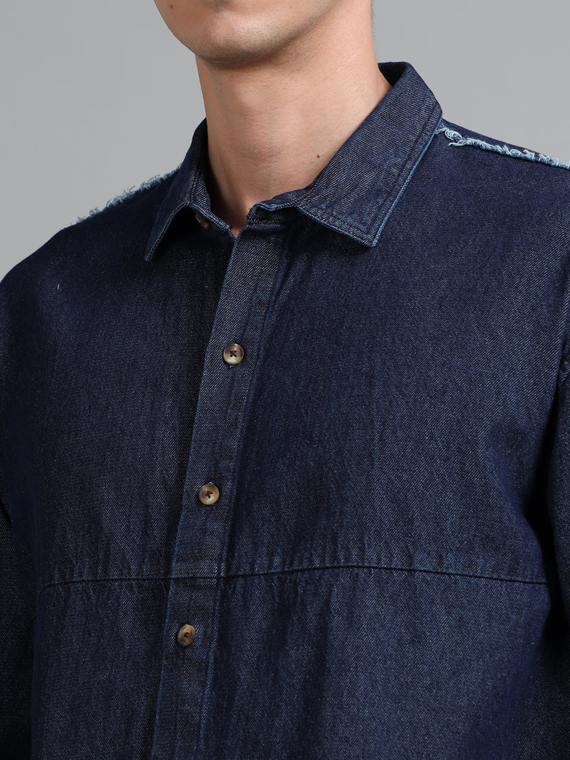 DENIM FULL SLEEVE SHIRT DISTRESSED