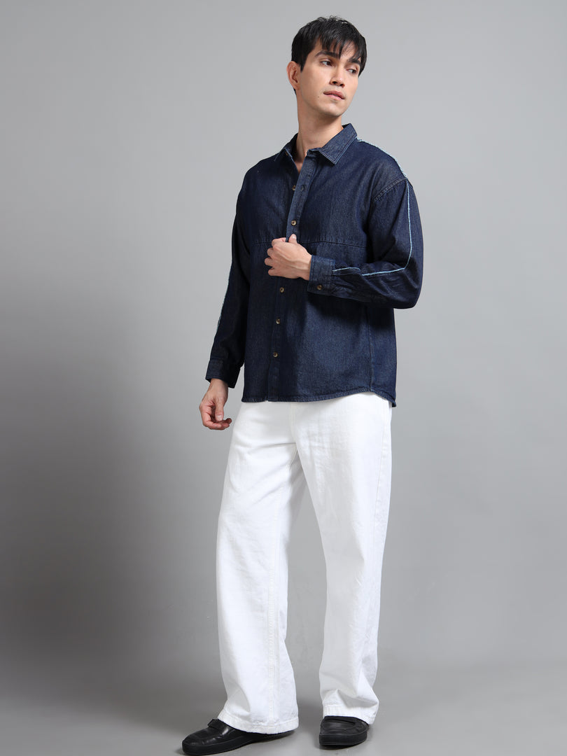 DENIM FULL SLEEVE SHIRT DISTRESSED