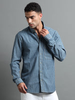 Load image into Gallery viewer, DENIM STRIPES FULL SLEEVE SHIRT
