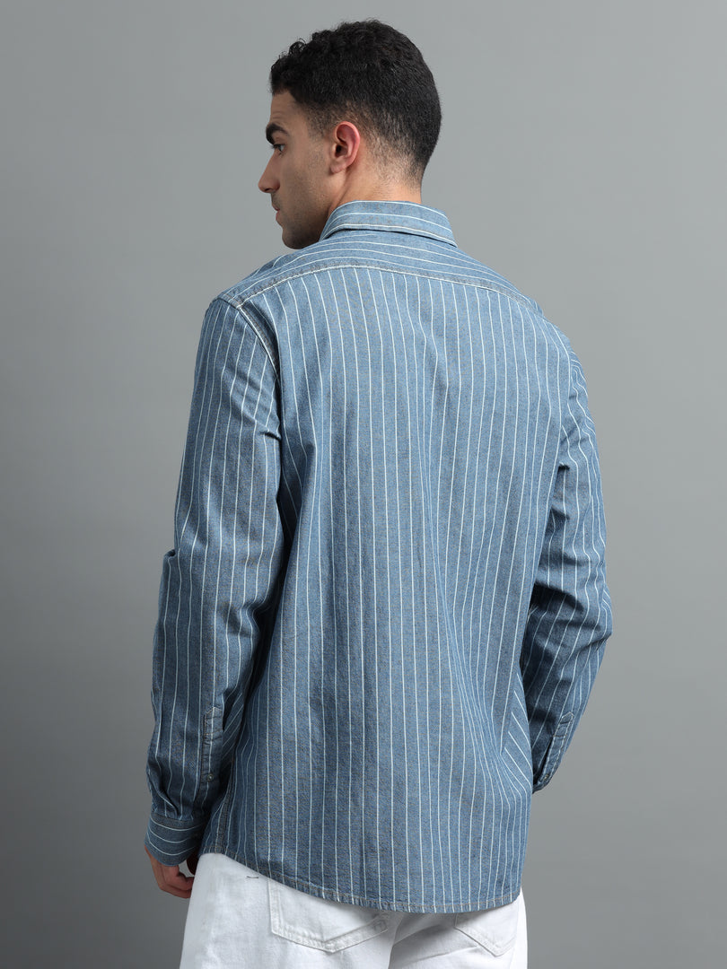 DENIM STRIPES FULL SLEEVE SHIRT
