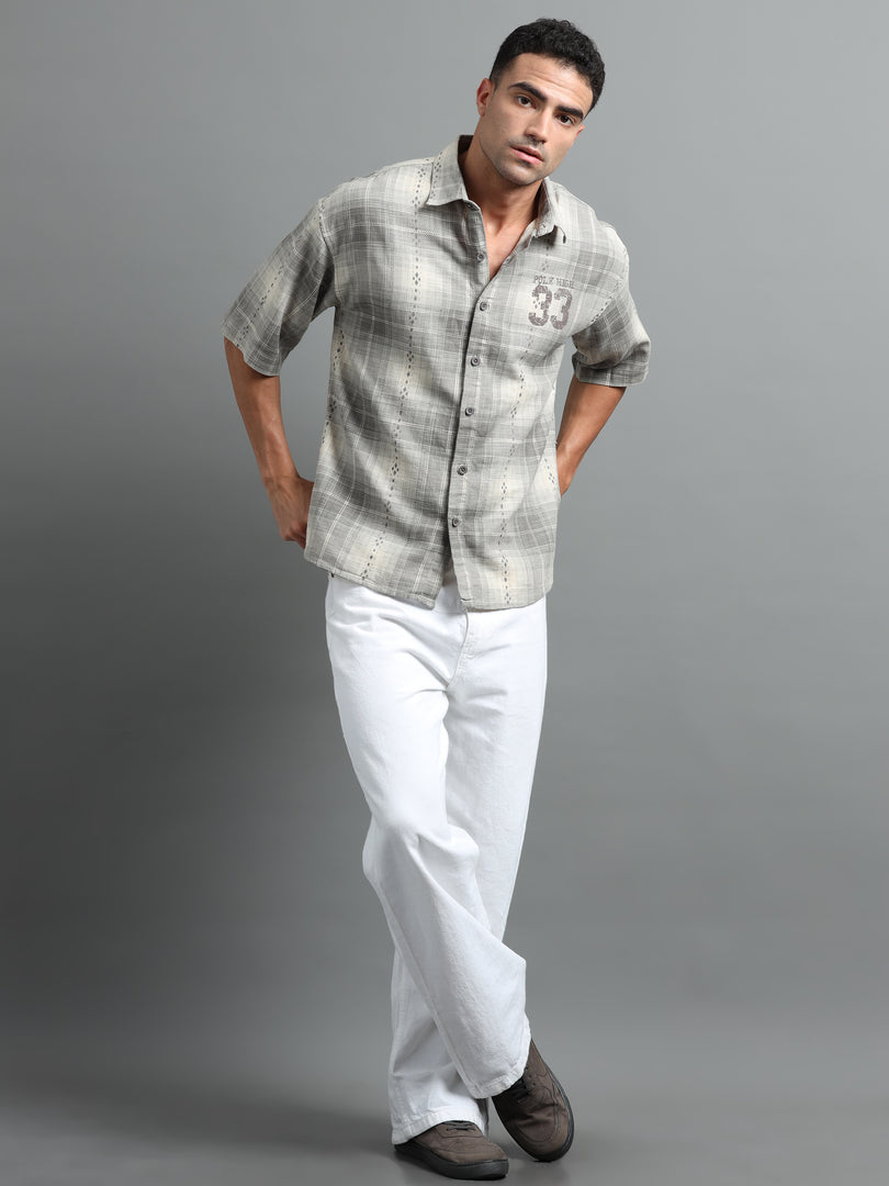 CHECKS HALF SLEEVE SHIRT (PRINTED)