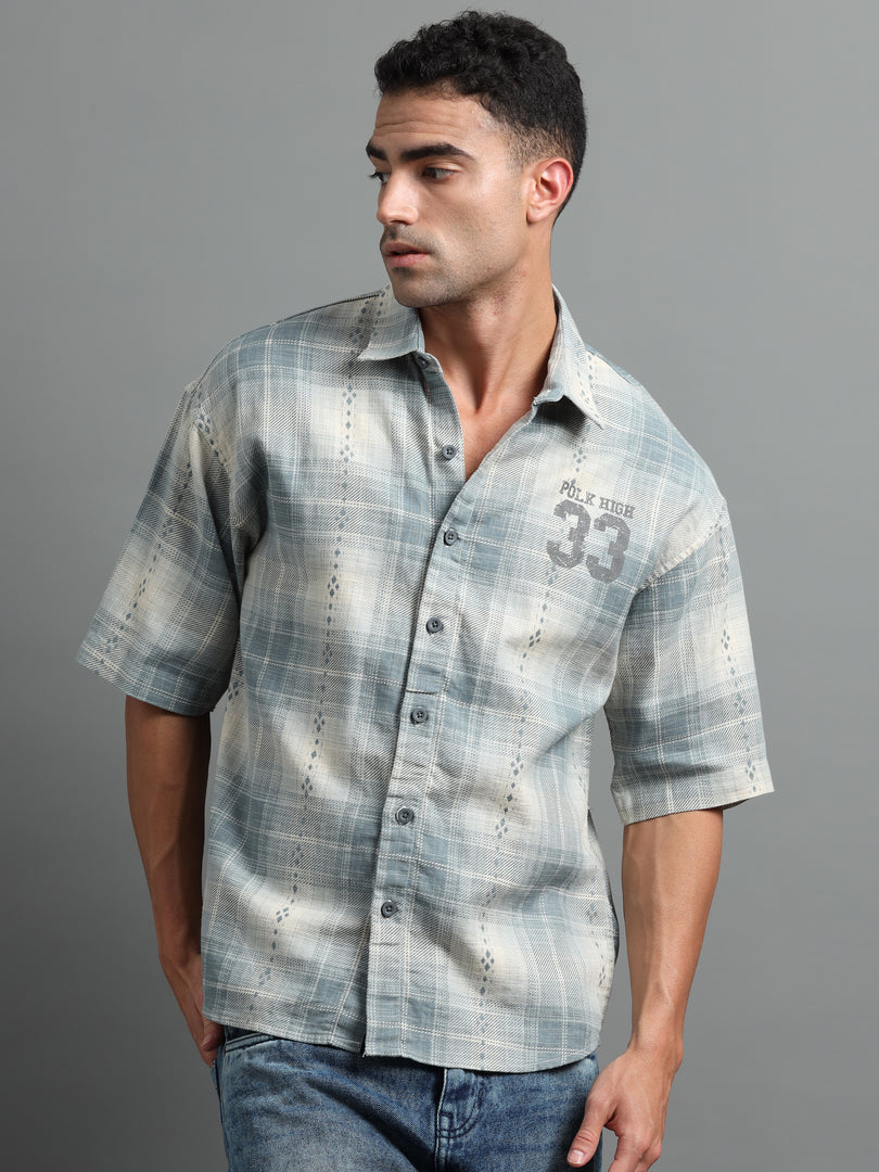 CHECKS HALF SLEEVE SHIRT (PRINTED)