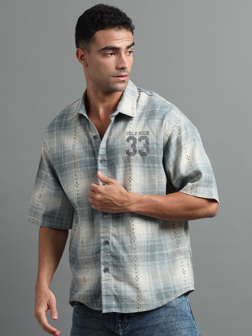 CHECKS HALF SLEEVE SHIRT (PRINTED)