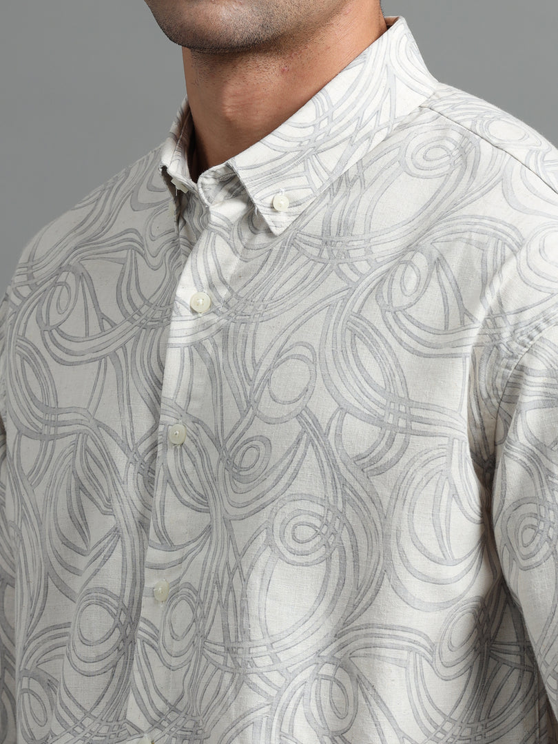 PRINTED LINEN SHIRT FULL SLEEVE