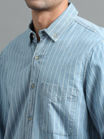 Load image into Gallery viewer, DENIM STRIPES FULL SLEEVE SHIRT
