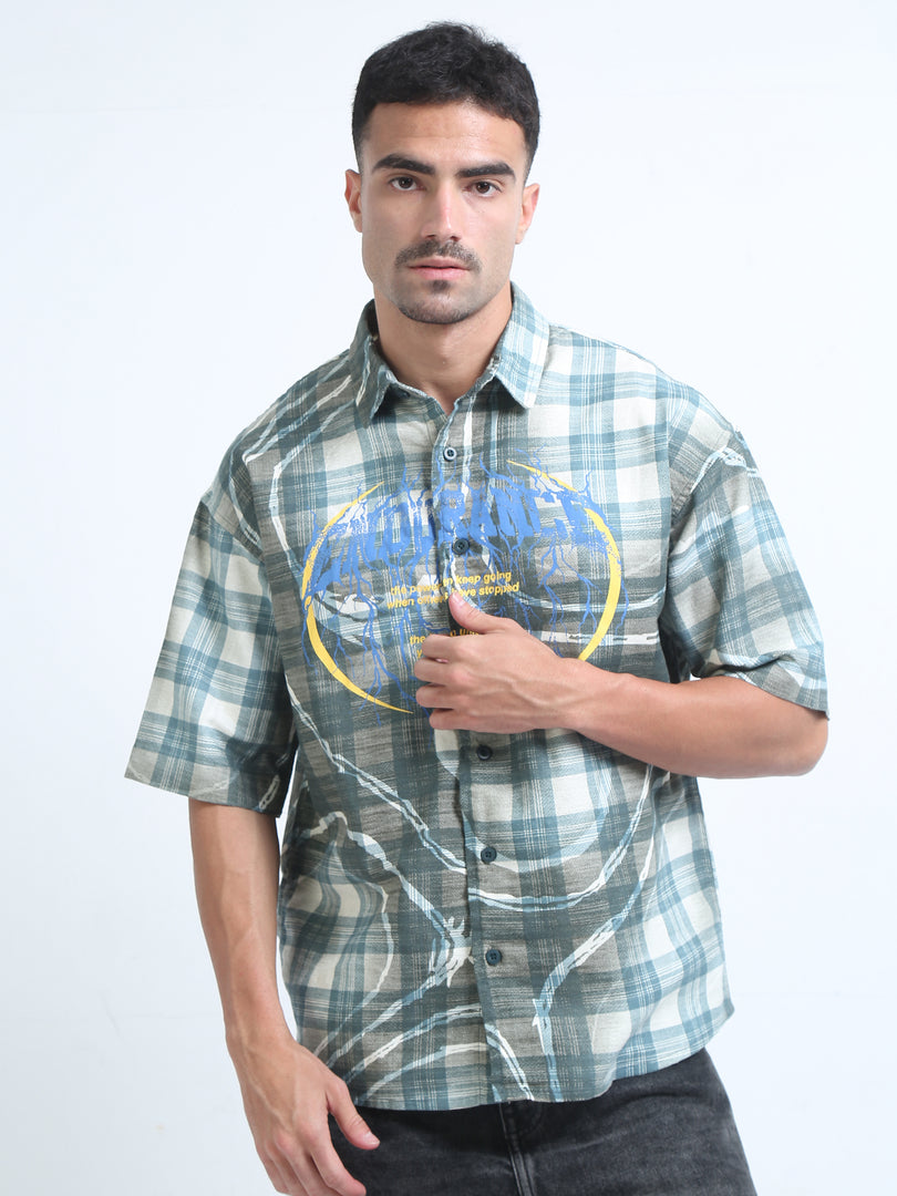 CHECKS HALF SLEEVE PRINTED LOOSE FIT