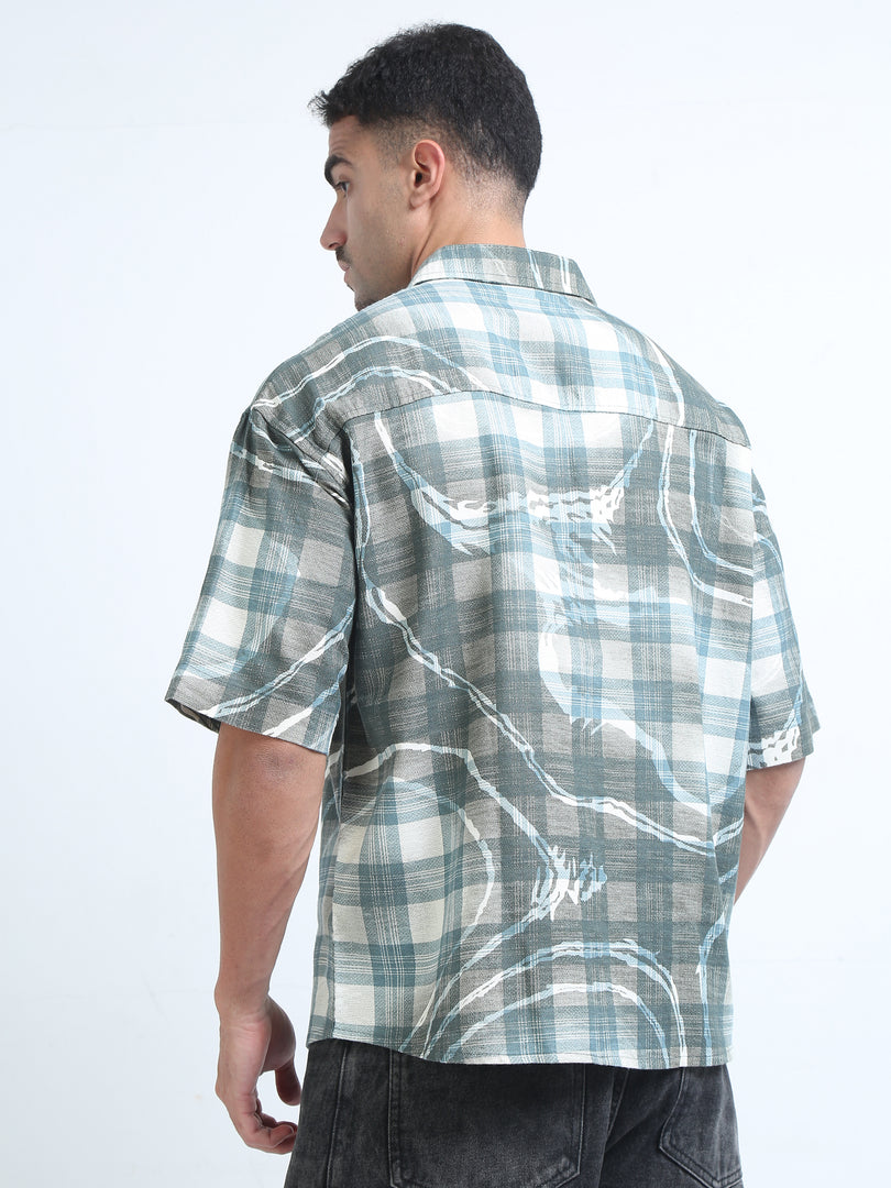 CHECKS HALF SLEEVE PRINTED LOOSE FIT