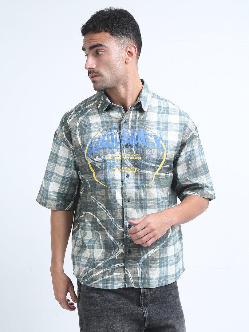 CHECKS HALF SLEEVE PRINTED LOOSE FIT