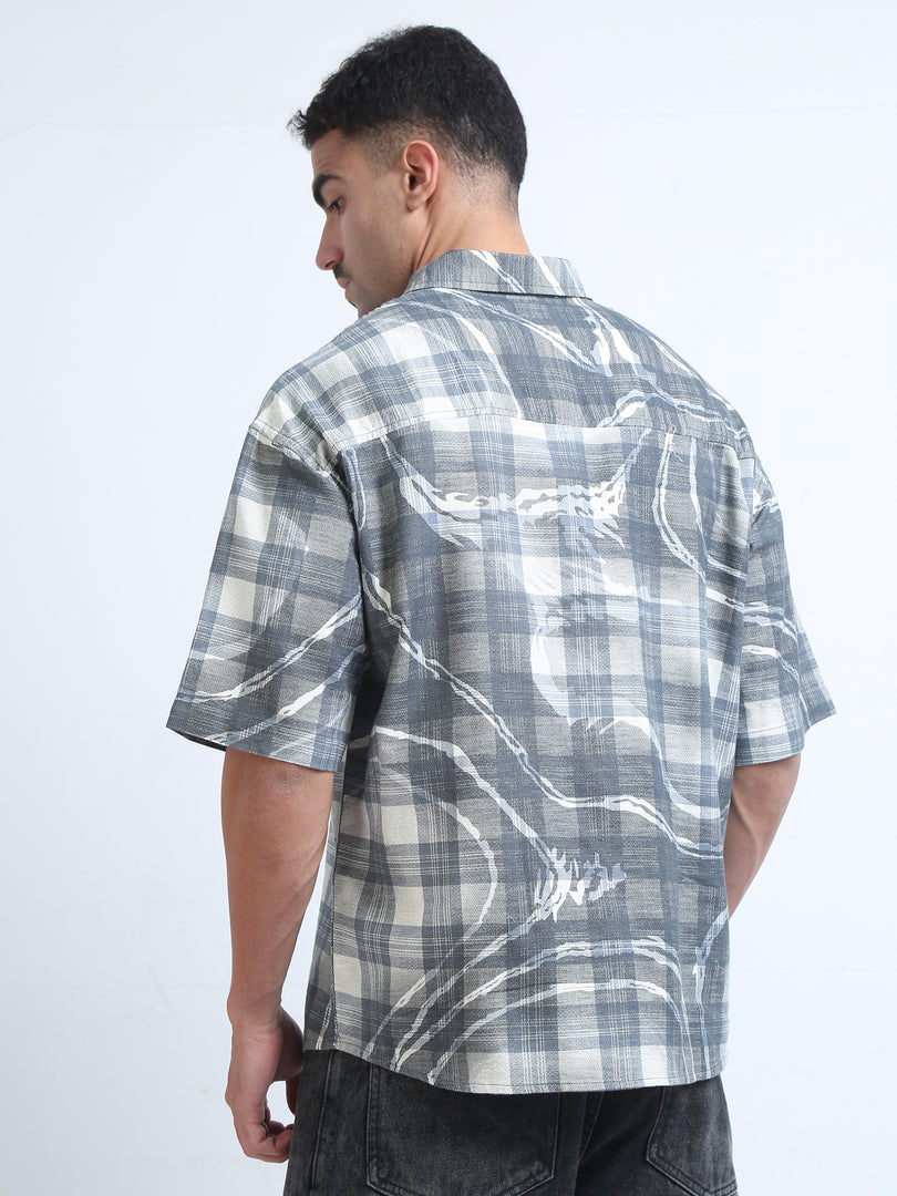 CHECKS HALF SLEEVE PRINTED LOOSE FIT