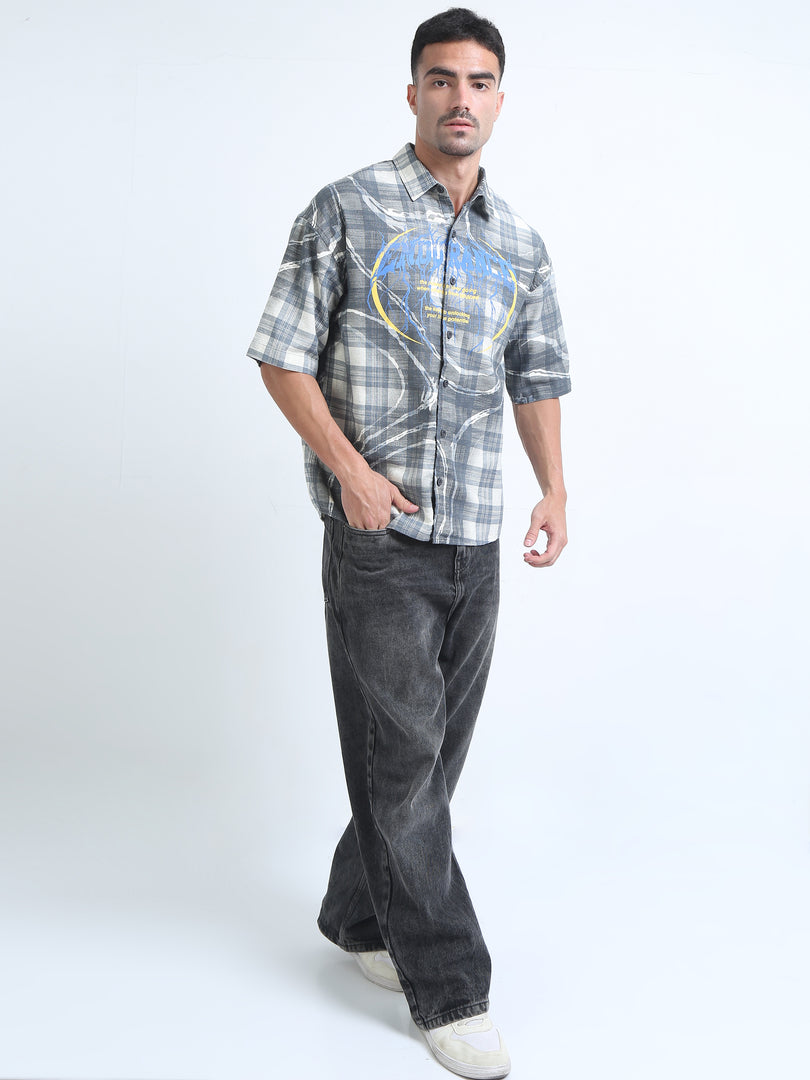 CHECKS HALF SLEEVE PRINTED LOOSE FIT