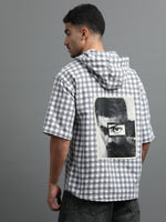 Load image into Gallery viewer, HOODIE CHECKS HALF SLEEVE LOOSE FIT
