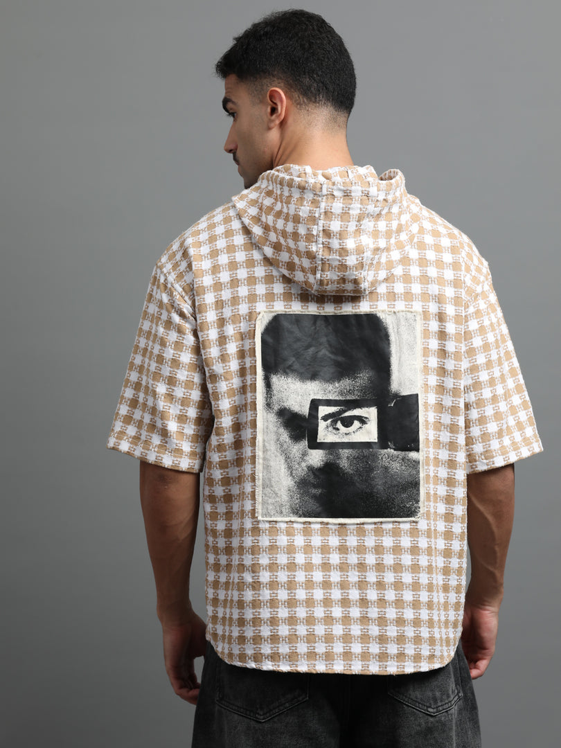 HOODIE CHECKS HALF SLEEVE LOOSE FIT