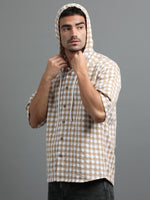 Load image into Gallery viewer, HOODIE CHECKS HALF SLEEVE LOOSE FIT
