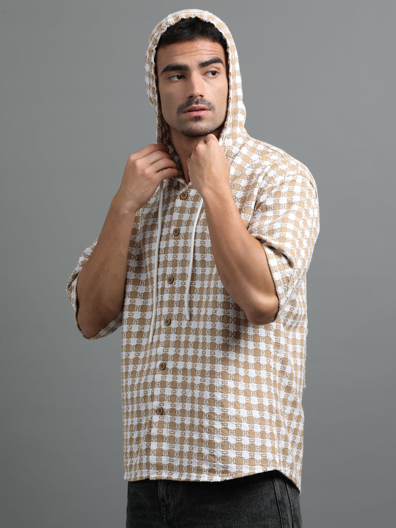 HOODIE CHECKS HALF SLEEVE LOOSE FIT