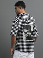 Load image into Gallery viewer, HOODIE CHECKS HALF SLEEVE LOOSE FIT
