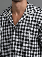 Load image into Gallery viewer, HOODIE CHECKS HALF SLEEVE LOOSE FIT
