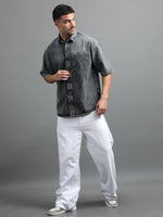 Load image into Gallery viewer, DENIM HALF SLEEVE DYE SHIRT SINGLE POCKET

