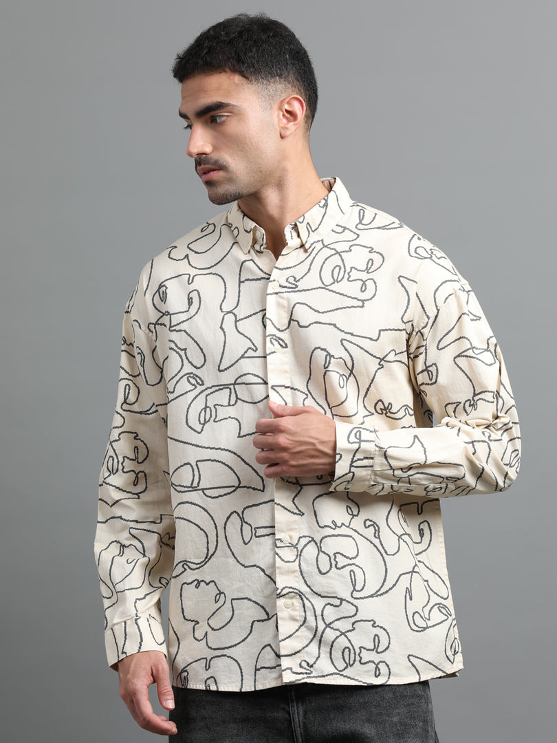 FLORAL FULL SLEEVE SHIRT POCKETLESS